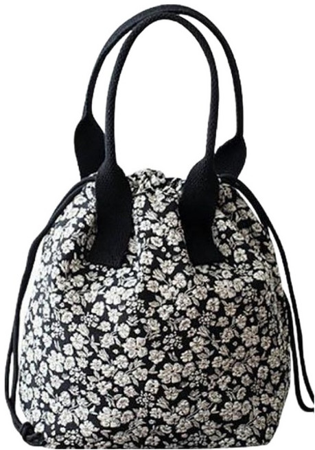 올키친 자카드 보온 보냉 직장인 이유식 도시락 가방, 1개, 블랙