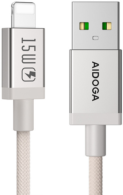 AIDOGA 艾迪伽 MochaFlex USB-A TO Lightning充電線/傳輸線, 摩卡色, 1個, 1.2m