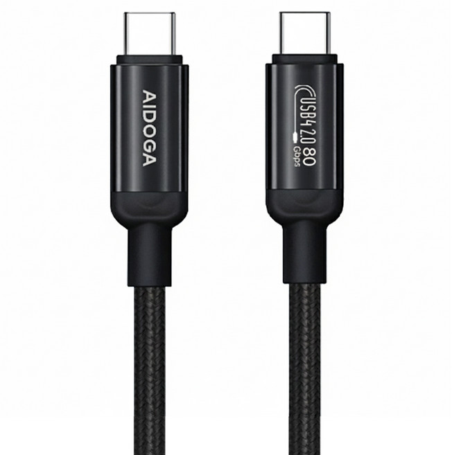 AIDOGA 艾迪伽 Thunder 240W USB-C TO Type-C PD充電線/傳輸線 8K投影轉接 USB4 2.0 80Gbps, 黑色, 1個, 1.2m