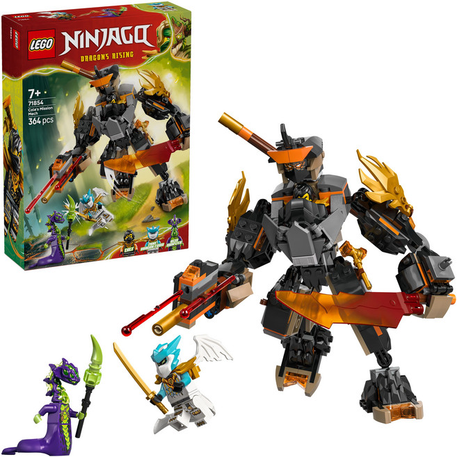 LEGO 71854 旋風忍者系列 阿剛的任務機械人和龍形冰忍 Cole's Mission Mech & Dragon Zane, 混合顏色, 1個