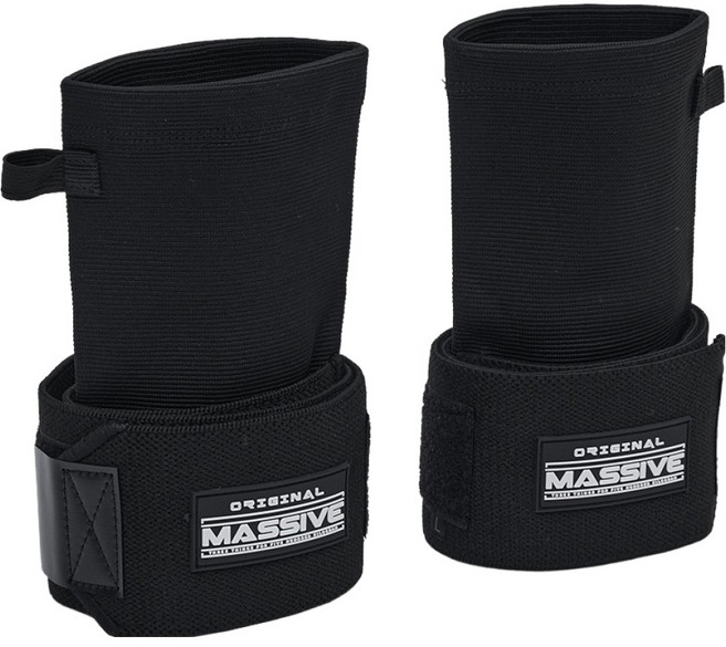 매시브 하이퍼 폴리 팔꿈치 롱스트랩 헬스보호대 좌우세트, 블랙, 1세트