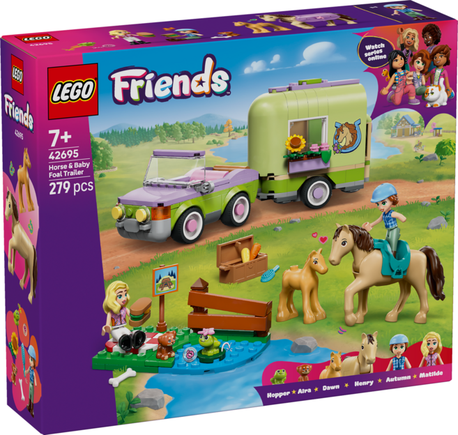 LEGO 好朋友系列 馬兒和幼馬拖車 Horse & Baby Foal Trailer 42695, 混和顏色, 1個