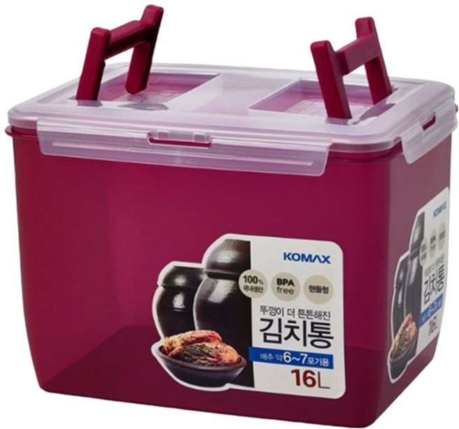 KOMAX 緊蓋型醃泡菜容器 灰色, 16L, 1入