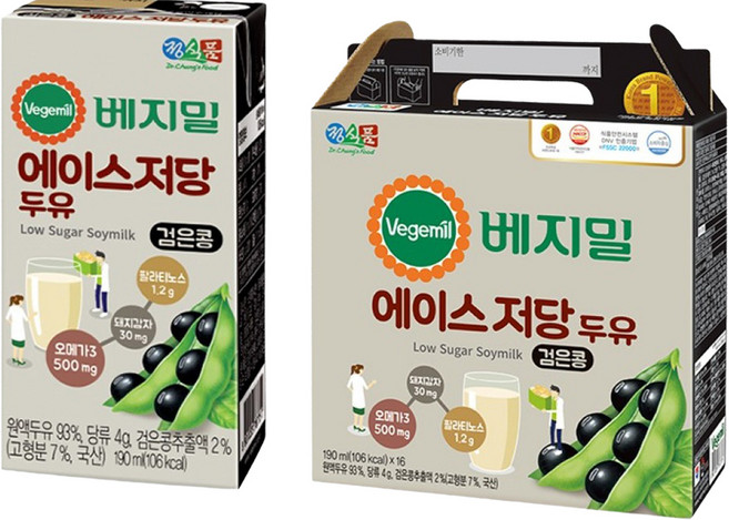 베지밀 에이스 저당두유, 190ml, 16개