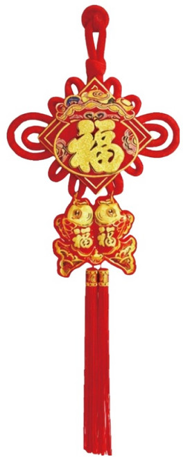 小麥購物 福字中國結掛件 錢袋福掛魚#15 CNY012, 紅色