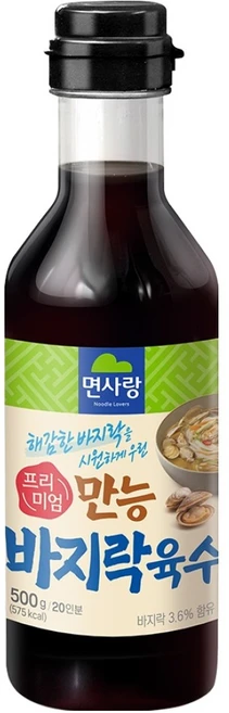 면사랑 프리미엄 만능 바지락육수, 1개, 500ml - 쿠팡