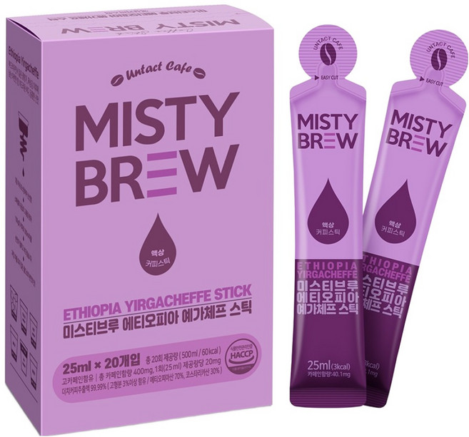 미스티브루 에티오피아 예가체프 커피스틱, 25ml, 20개입, 1개
