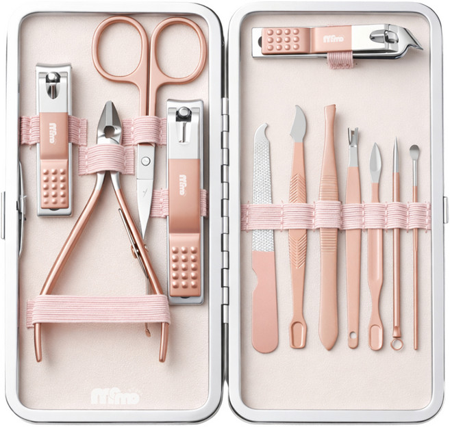 모모 튀지않는 휴대용 손톱깎이 12종 세트, 1세트, 로즈골드