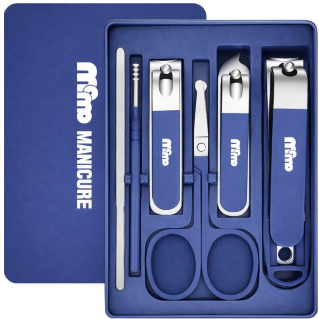 모모 튀지않는 휴대용 손톱깎이 6종 세트, 1세트, 네이비