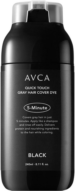 AVCA 快觸式5分鐘遮蓋白髮染髮劑 240ml, 黑色, 1個