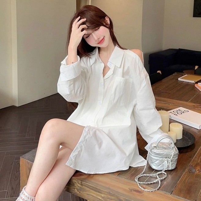 루나걸 여성용 로나테온 오픈숄더 셔츠 블라우스 L26SPBL121921