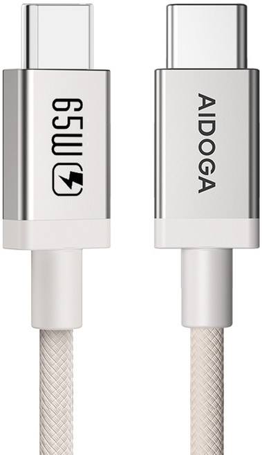 AIDOGA 艾迪伽 USB-C-Type-C PD充電線傳輸線編織快充線 65W 耐髒汙 MochaFlex, 摩卡色, 1個, 120cm