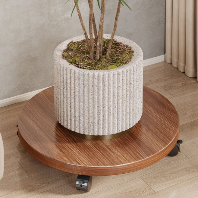 코스넬 이동식 360도 회전 화분받침대, 호두색, 1개