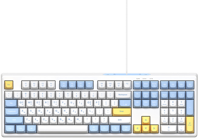 ABKO 低噪音全尺寸薄膜108鍵有線鍵盤, 寶寶藍, MK108, 製造商軸