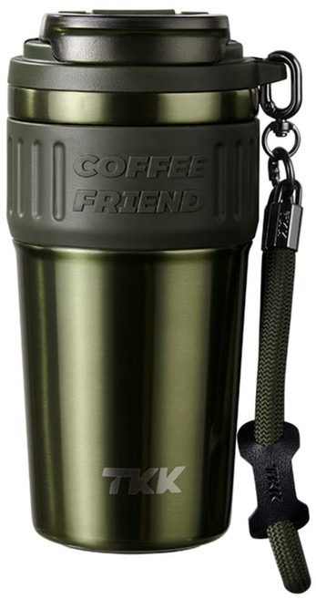 TKK 洛奇保溫咖啡杯 316不鏽鋼陶瓷內膽, 橄欖綠, 1個, 630ml