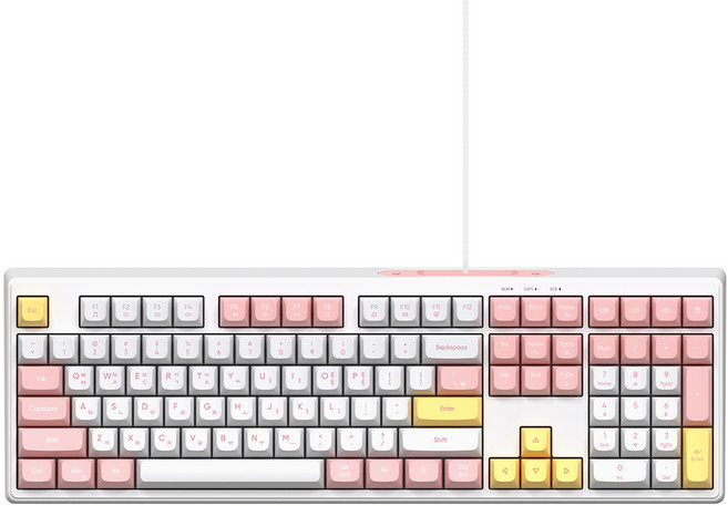 ABKO 低噪音全尺寸薄膜108鍵有線鍵盤, 寶寶粉, MK108, 製造商軸