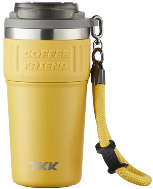 TKK 洛奇保溫咖啡杯 316不鏽鋼陶瓷內膽, 絲綢黃, 1個, 630ml