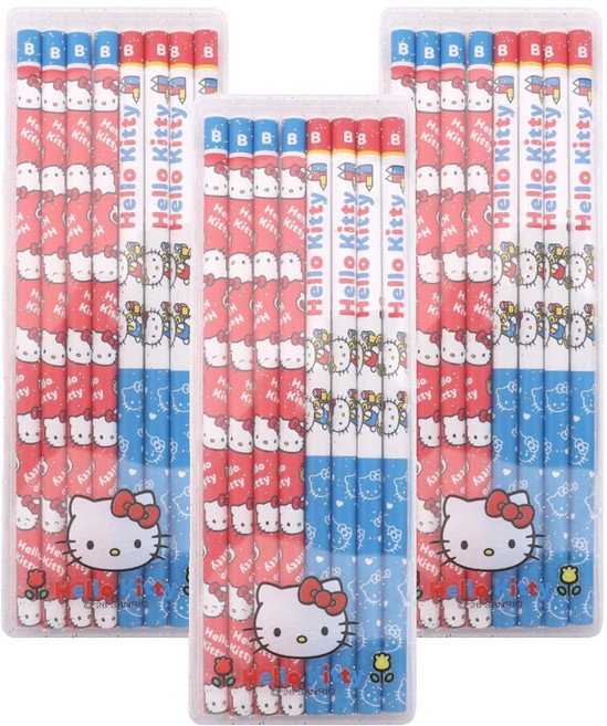 산리오 헬로키티 연필 8p + 케이스 세트, 혼합색상, 3세트