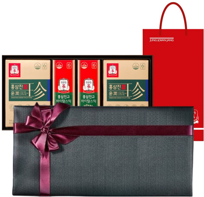 정관장 다보록 스폐셜 홍삼진윤 40ml x 10p + 홍삼진고 바이탈스틱 10g x 20p 스폐셜 리본 포장 선물세트 + 쇼핑백, 1세트
