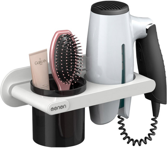 모나코올리브 럭스 무타공 2구 수납 드라이기 거치대 LX20, 1개, 화이트