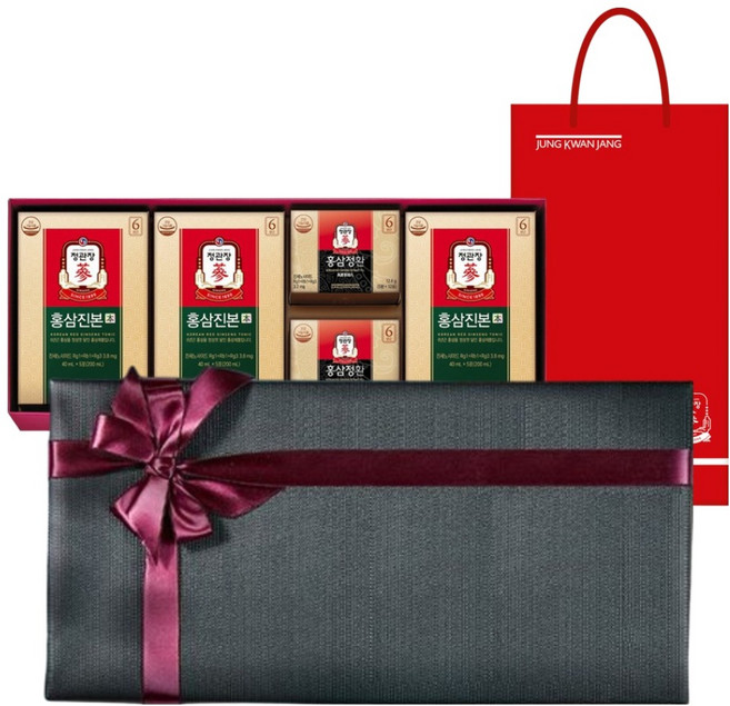 정관장 다보록 감사휘편 홍삼진본 40ml x 15p + 홍삼정환 12.6g x 2p 리본 포장 선물세트 + 쇼핑백, 1세트