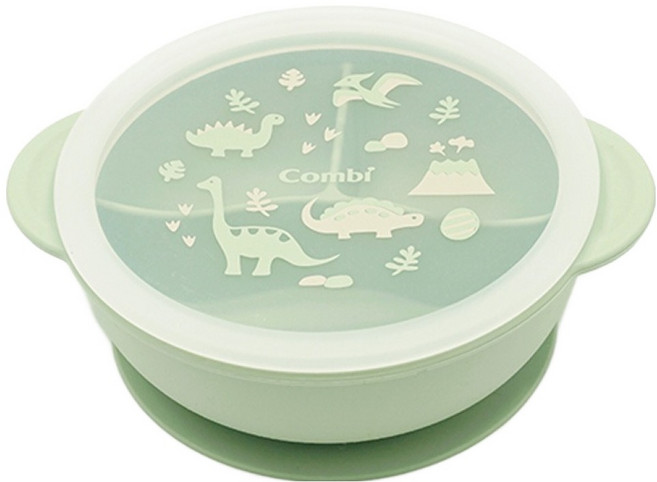 콤비 깊은 실리콘 흡착식판, 그린, 1개