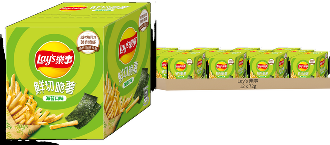 Lay's 樂事 鮮切脆薯海苔口味薯條 4件組, 72g, 12組