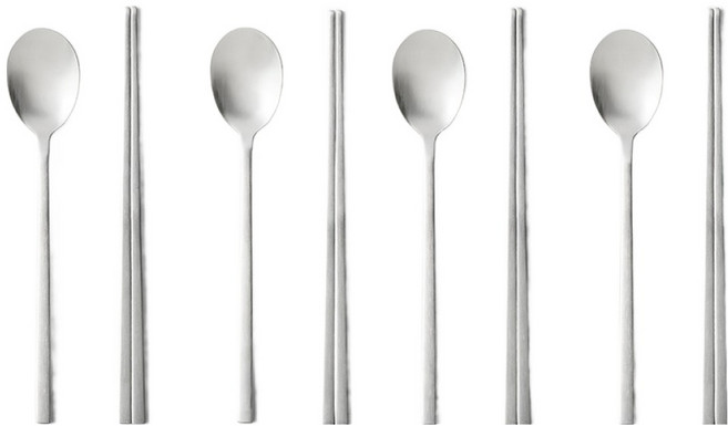 한샘 올스텐 수저 4벌 세트, 실버, 1세트, 숟가락 4p +  젓가락 4p