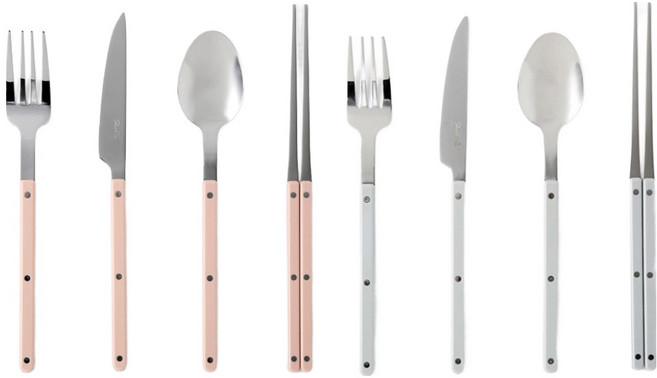 샤블랑 스테인리스 커트러리 디너 2인 세트, 핑크, 그레이, 1세트, 스푼 2p + 포크 2p + 젓가락 2p + 나이프 2p