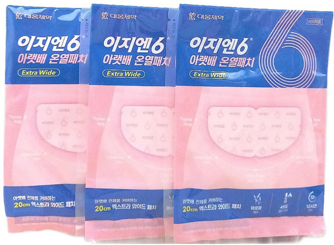 이지엔6 대웅제약 아랫배 엑스트라 와이드 온열패치, 3개