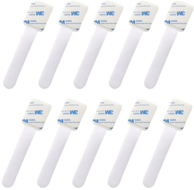 가주가샵 부착형 벨크로 타이 대형, 화이트, 10개