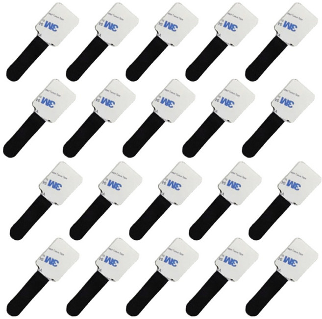 가주가샵 부착형 벨크로 타이 소형, 블랙, 20개