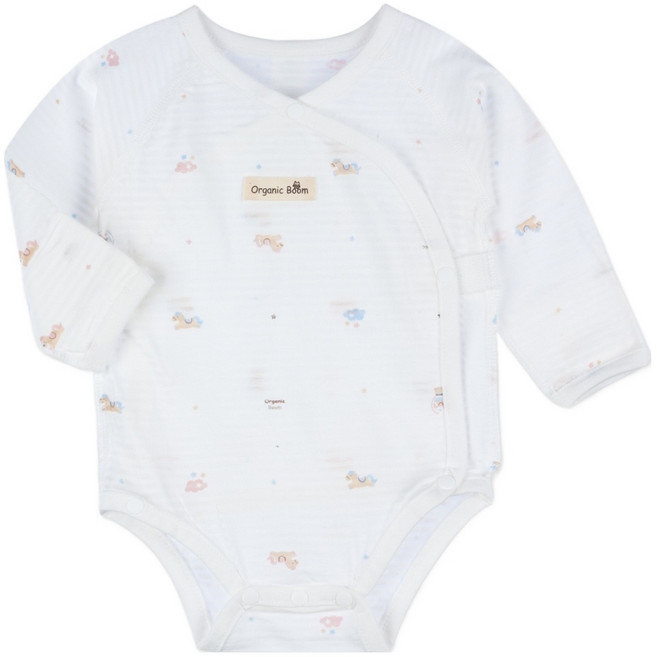 Organic Boom 新生兒用 紅馬年 夏季按扣 新生兒連身衣