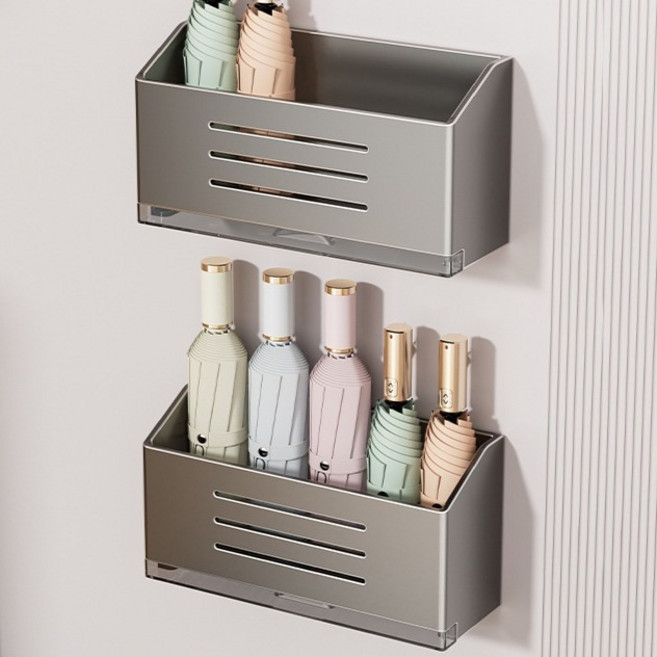 메이크마인 무타공 자석 물빠짐 현관 우산꽂이, 그레이(꽂이), 2개