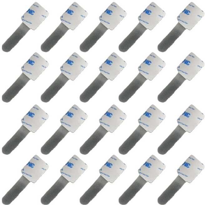 가주가샵 부착형 벨크로 타이 소형, 그레이, 20개