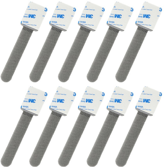 가주가샵 부착형 벨크로 타이 대형, 그레이, 10개