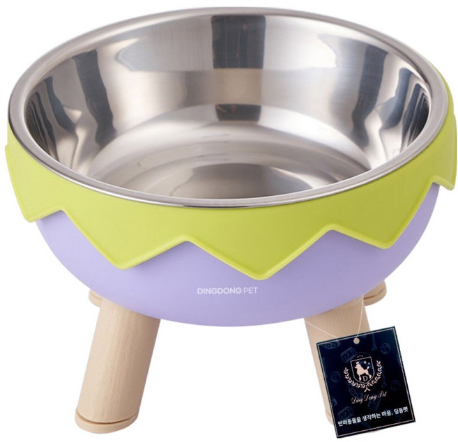 딩동펫 반려동물 배색 에그볼 스텐 식기, 그린, 1개