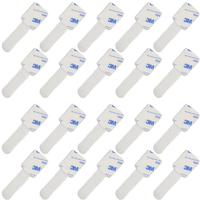 가주가샵 부착형 벨크로 타이 소형, 화이트, 20개