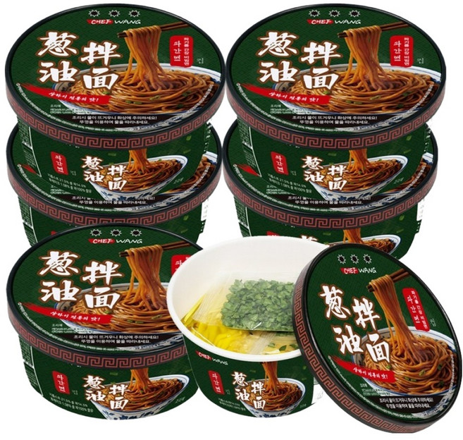 셰프왕 파기름 간장 컵 비빔 파간면 93g, 6개