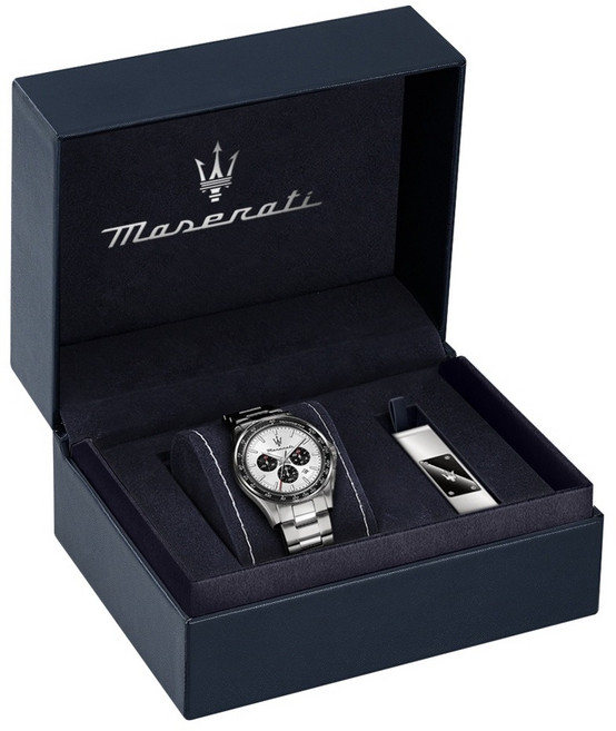 마세라티 남성용 벨로시타 메탈 클래식 손목 패션 방수 야광 시계 R8873652009 + 머니클립 세트