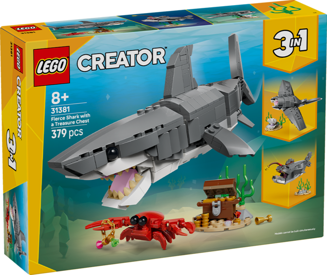 LEGO 創意三合一系列 凶猛鯊魚和寶箱 Fierce Shark with a Treasure Chest 31381, 混和顏色, 1個