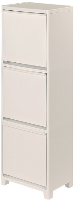 프랑코홈 스탠드 가정용 재활용 슬림형 분리수거함 3단 60L, 시그니처베이지