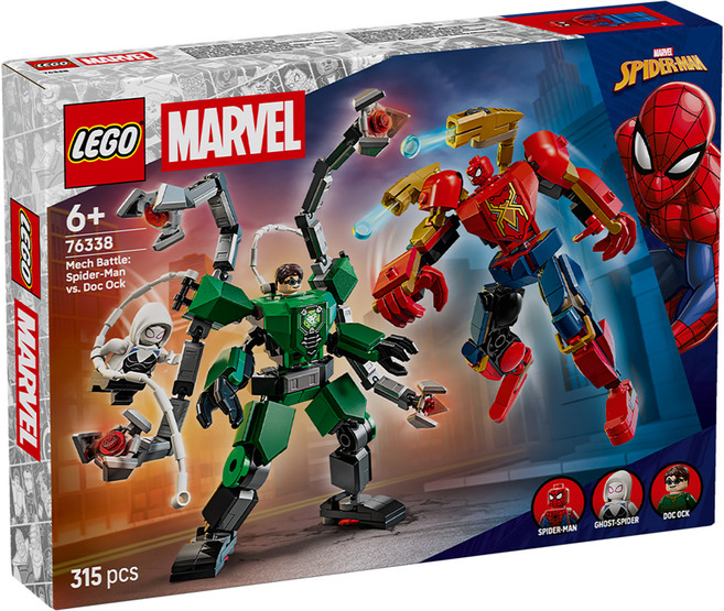 LEGO 漫威系列 機甲大戰 : 蜘蛛人 vs. 八爪博士 Mech Battle : Spider-Man vs. Doc Ock 76338, 混和顏色, 1套