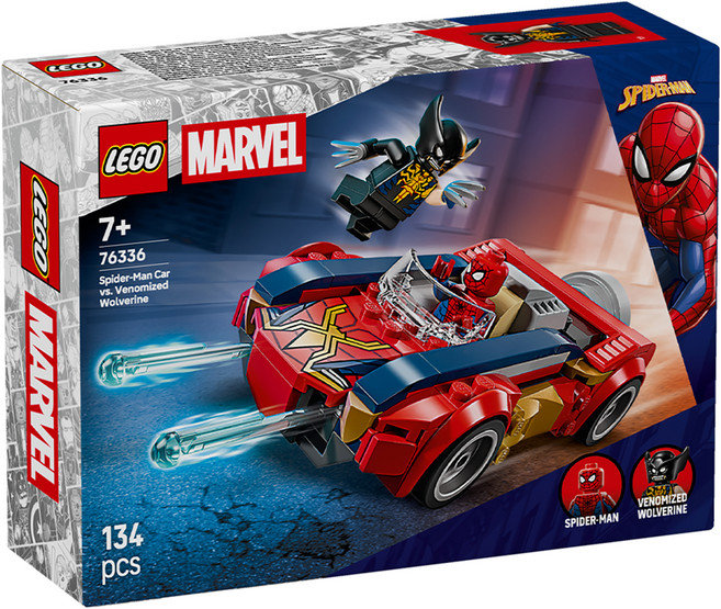 LEGO 漫威系列 蜘蛛人汽車大戰猛毒化金鋼狼 Spider-Man Car vs. Venomized Wolverine 76336, 混和顏色, 1套