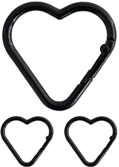 yarna 하트 카라비너 키링, 블랙, 3개