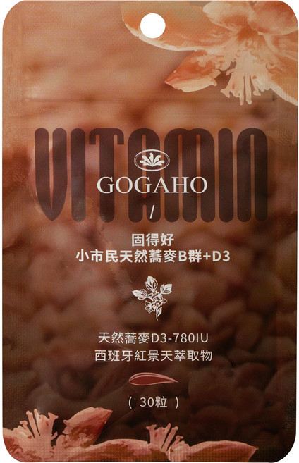 固得好 GOGAHO 小市民天然蕎麥B群+D3 600mg, 1個, 30顆