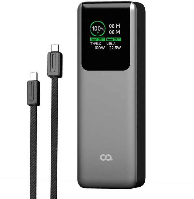 오아 퀵차지탱크 PD 대용량 100W 고속충전 보조배터리 20000mAh, 블랙, OBAT-003BK
