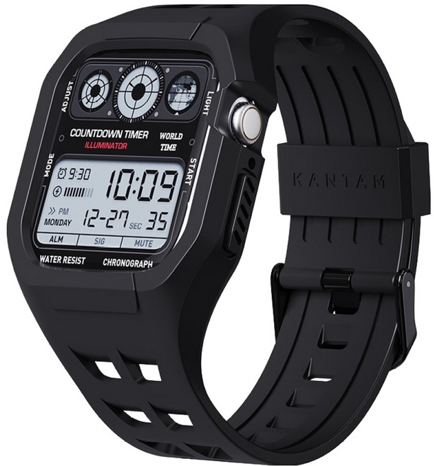 칸탐 애플워치 스트랩 일체형 밴드 시계줄 오닉스, 블랙, 1개