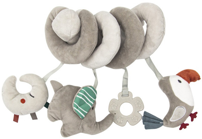 OhBabyLaugh 愛笑寶 動物床繞玩具, 灰大象小鳥, 1個