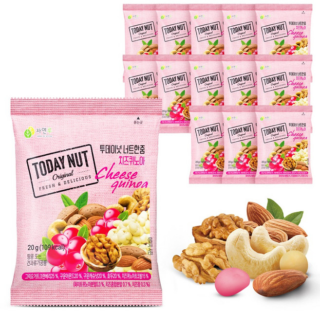 투데이넛 너트한줌 치즈퀴노아, 20g, 14개